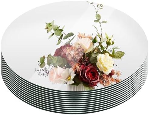 Suwimut Set of 12 Round Mirrors for Centerpieces, 12 Inch Glass Mirrors Candle Plate Circle Mirror Trays Large Glass Mirror Tiles for Table Centerpieces, Wedding, Party Decorations, Crafts, Wall Decor