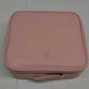 Travel Makeup Bag with Lighted MirrorMakeup Train Case with Adjustable Dividers and 3 Light Modes, PVC, Pink