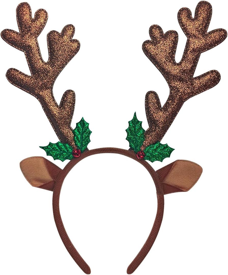 3 x CHUN-YAN Christmas Reindeer Antlers Headband - Deer Antlers Headbands for Christmas Hair Accessories - Reindeer Headbands for Women Holiday Party Favors Supplies