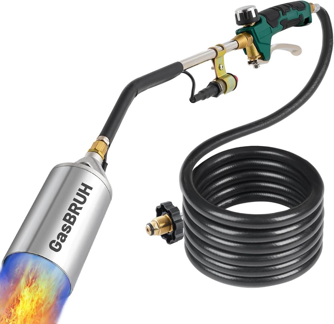GasBRUH Propane Torch Burner Weed Torch,360,000 BTU Heavy Duty Blow Torch with Turbo Trigger and 10 FT Hose,propane weed burner torch with Igniter,Flame throwe for Weed,Garden,Wood,Charcoal,Ice Snow