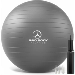 ProBody Pilates Yoga Ball - Exercise Balls, Various Sizes, for Stability, Pregnancy, Workout & Physical Therapy, Slate