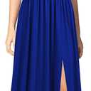 WOOSEA Women Sleeveless Deep V Neck Split Loose Sexy Plain Long Maxi Casual Dress