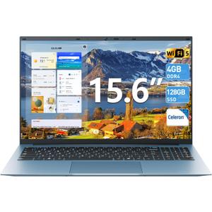 SGIN Laptop 15.6 Inch Laptops Computer, Celeron N4000 Processor, Windows 11 Home, 4GB RAM 128GB SSD, BT5.0, HDMI, Webcam, 7000mah Battery, 180 Viewing, 2.4/5G WiFi, Type-C, USB 3.2(Gray)