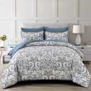 Drucon Blue Paisley Comforter Set Full,7 Pieces Bed in a Bag Comforter Boho Paisley Pattern Bedding Set Soft Microfiber(1 Comforter,1 Flat Sheet, 1 Fitted Sheet,2 Pillowcases, 2 Pillow Shams)