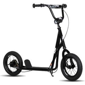 JOYSTAR Kick Scooter for Ages 5-9 Years Old Boys Girls, 12 Inch Big Wheels Scooters for Kids, Teens and Adults, Rear Brake and Adjustable Handlebar, Kids Scooter (Black)