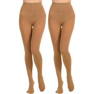2 Pairs Women's Solid Color Tights 80D, Soft Opaque Microfiber Tights (Large-X-Large)