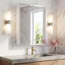 22x30 inch Frameless Beveled Mirror Medicine Cabinet - Waterproof Bathroom Storage Cabinet, Mirror Cabinet, Adjustable Shelves, Recessed or Surface Mount (White), CM1014-2230