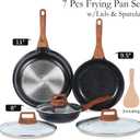 ESLITE LIFE Nonstick Ceramic Frying Pans Skillets Set with Lids, Non-Toxic Egg Omelette Kitchen Cooking Pans Compatible with All Stovetops (Gas, Electric & Induction), PTFE & PFOA Free (Black)