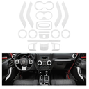 E-cowlboy 18 PCS Full Set Interior Decoration Trim Kit Steering Wheel Center Console Door Handle Air Conditioning Vent Cup Holder Gear Cover Trim for Jeep Wrangler JK JKU 2011-2018 4-Door (White)