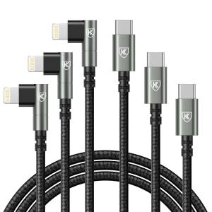 USB C to Lightning Cable 10FT [Apple MFi Certified] 3Pack Long iPhone Charger Cable 90 Degree i Phone Fast Charging Nylon Braided USB Lightning Cable for iPhone 14/13/12/11/Pro/Max/Plus/8/7/6/5S