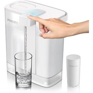 PHILIPS GoZero Next-gen Instant Water Filter Pitcher, Rechargeable Battery, Mirco-X Clean Technology, 3L 12 Cups, 1L/min Fast Flow, Countertop Filtered Water Purifier Jug for Tap Water, 1 Filter