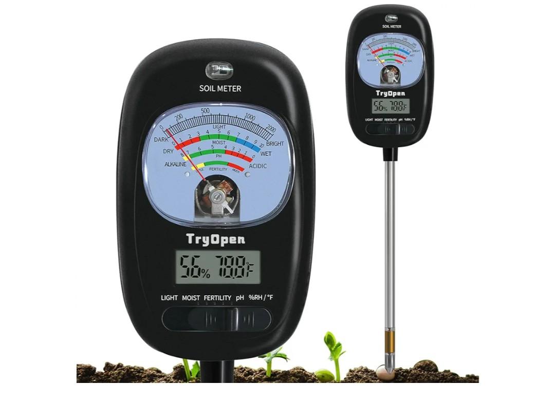 7-in-one Soil Test Kit, Soil Moisture Meter/PH Meter/Sunlight Intensity/Fertility Soil Tester, LCD Display Air & Soil Hygrometer Temperature for Garden, Farm, Lawn Care Moisture Meter for Hous Plants