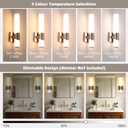 Wall Sconces Set of Two Brushed Nickel 5CCT Dimmable Bathroom Sconce with Acrylic Shade LED Hardwired Wall Light Fixtures for Bathroom Living Room Bedroom Hallway, 2 Packs