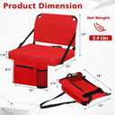 Stadium Seats for Bleachers with Back Support Bleacher Seat Soft Cushion Light Weight Includes Shoulder Strap & Cup Holder, Front & Back Zipper Pocket, Suitable for Sports Events,Red