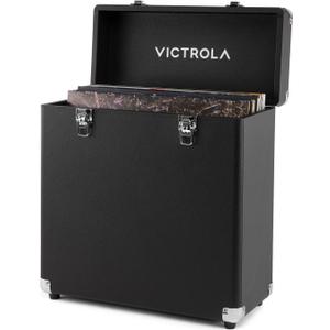 Victrola Collector II (2026 Model) Vinyl Record Storage Case Hold 30+ Vinyl Turntable Records, Heavy-Duty Hardware, Soft Interior Lining, Portable Box with Carry Handle (Black)