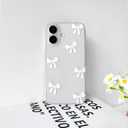 NITITOP Compatible with iPhone 16 Plus Case Clear Cute Bow Knot Design for Women Girls Stylish Bowknot Durable Soft TPU Slim Protection Phone Cover - White Ribbon