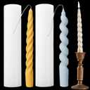 2PCS 3D Twisted Taper Silicone Candle Molds, Long Spiral Cylinder Molds for Aromatherapy Candle Soy Wax Soap Clay Craft Plaster Resin Making, Pillar Mold for HomeDecoration Gift