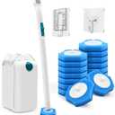 NEWE Disposable Toilet Brush, Toilet Bowl Wand Holder Set with Upgraded Clamping System, 16PCS Cleaner Refills, Bathroom Cleaning Tool for Sink Bathtub Drain Wash Basin Urinal