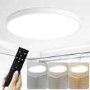 HOVENLA 24 Inch LED Flush Mount Ceiling Light, 48W Round Large Light Fixtures, 2800lm, 3000-6500K Dimmable LED Lamp with Remote Control, Modern LED Ceiling Light for Bedroom