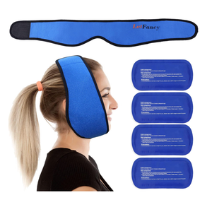 LotFancy Face Ice Pack Wrap for TMJ, Wisdom Teeth, with 4 Reusable Hot Cold Therapy Gel Packs, Pain Relief for Head, Oral and Facial Surgery, Dental Implants, Blue