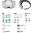 SPOSUNE Ski Goggles Over Glasses - Snow Goggle for Men Women Youth Snowboard Skiing - UV400 Anti-Fog Snowmobile Goggles (Sg-003-gray)