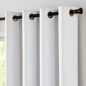 100% Blackout Curtain 90 Inches Long White Curtain for Bedroom Living Room Linen Textured Thermal Insulated Curtain Grommet Top Window Drape 1 Panel White