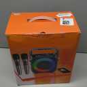 Karaoke Machine, Portable Bluetooth Speaker with 2 Wireless Microphones for Adults & Kids with Lights, Karaoke Microphone with PA System Supports USB/TF/FM/AUX for Home Party Home System Packages (Black)