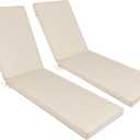 Chaise Lounge Cushions Outdoor, Waterproof & Fade-Resistant Lounger Cushions for Patio Furniture, Pool, Lawn - 74'' x 22'' x 3'', Set of 2 (Beige)