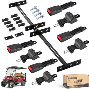 10L0L Golf Cart Seat Belt Kit with Bracket for Yamaha EZGO,Club Car DS Precedent,Front and Rear Seats,Universal Retractable Golf Cart Seat Belts