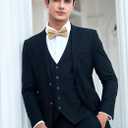 HISDERN Mens Bow Ties Solid Color Pre Tied Bowtie and Pocket Square Set Classic Formal Tuxedo Bowties for Wedding Party (03-champagne)