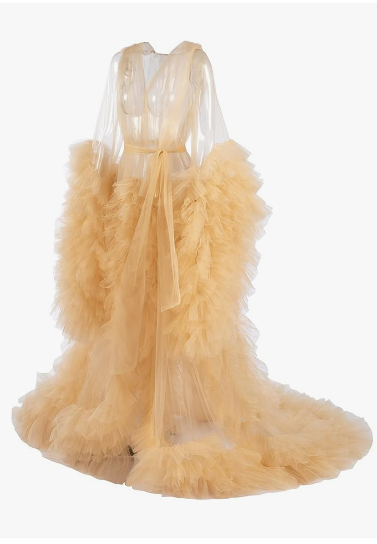 Tulle maternity robe for photoshoot Lingerie for Women Old Hollywood Robe Nightgown Tulle Bathrobe