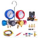 BACOENG AC Manifold Gauge Set for R134A R410A R22, HVAC Gauges with Hoses, 4 Way AutomotiveAir Conditioner Refrigerant Recharge Kit