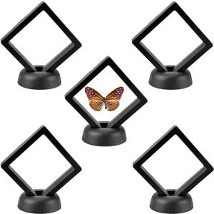 Enenes 5 Pack 3D Floating Coin Display Case with Stands, Clear Acrylic Frame for Military Medals, Jewelry, Medallions & Specimens - Premium Shadow Box Collection