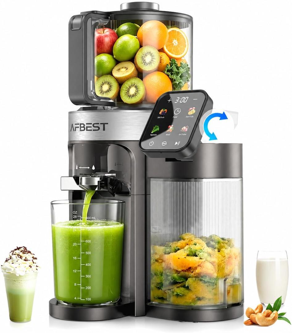 Latest Cold Press Juicer Machine,6.5" Wide Chute,Easy to Clean
