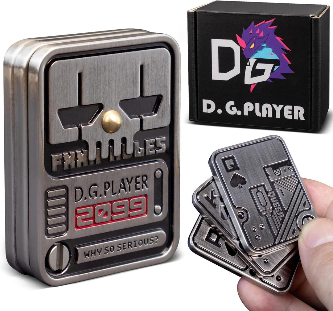 Fidget Toys Adults, Metal EDC Fidget Slider, Poker Fidget Magnetic Toys for Anxiety, Relieve Stress, Focus, Find Inspiration, Portable Design (Silver)