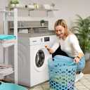 Washer Dryer Countertop, 54" x 27.55" 2-Tier Washer Dryer Topper with Edge, for Laundry Room Organization Pale Grey Wood