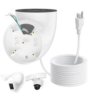 Eave Mount with Power Cable for Ring Floodlight Cam Wired Plus/Pro, Google Nest Cam,Blink,WYZE Floodlight Cam V2 with 20ft Charging Cable Adapter, No Junction Box Need-(2in1 Plug in Mount&Cord Set) (White)