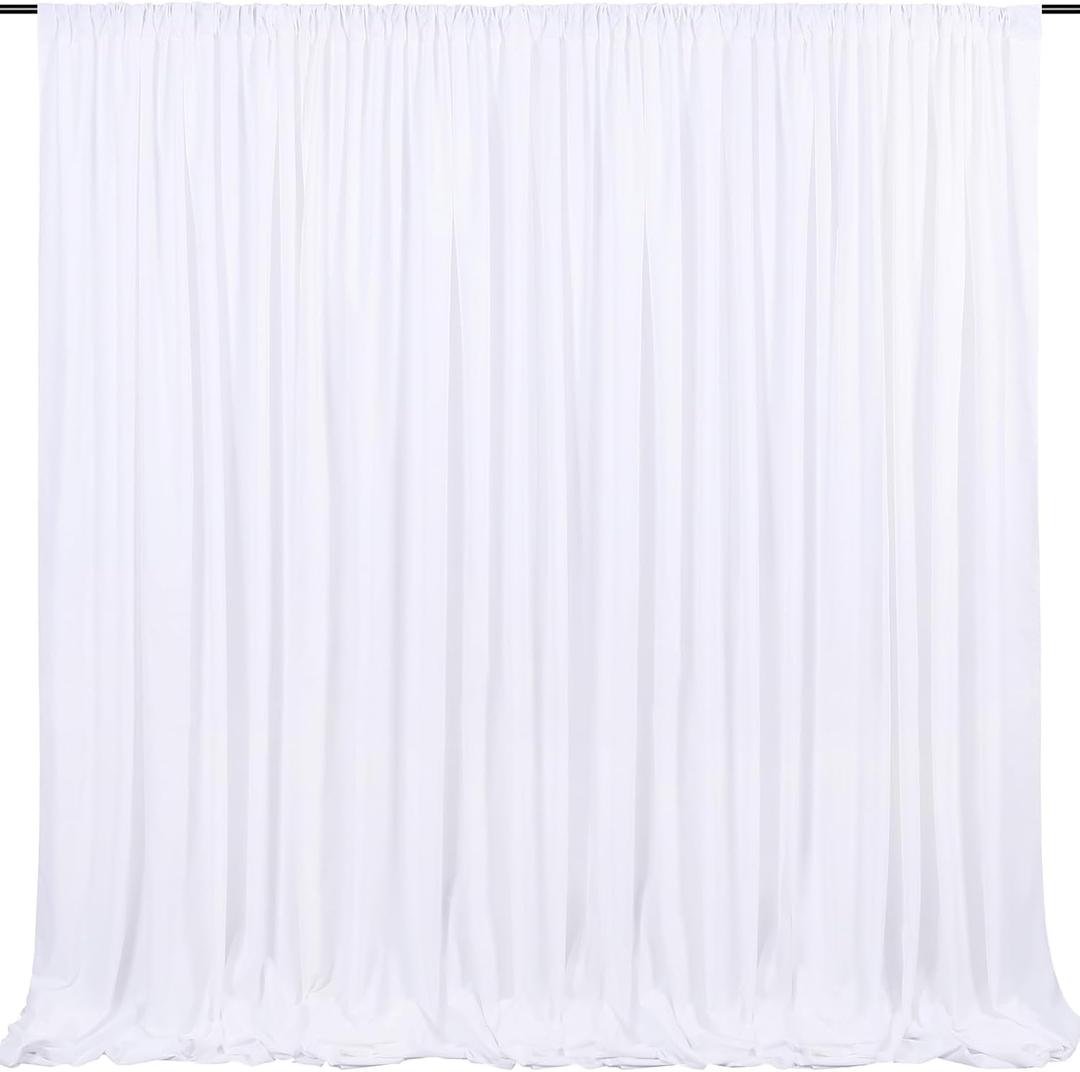 White Backdrop Curtain Party Decorations: 4 Pcs 5ft x 8ft White Polyester Drapes - Wedding Birthday Background