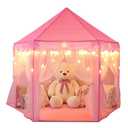 Sumbababy Princess Castle Tent for Girls Fairy Play Tents for Kids Hexagon Playhouse with Fairy Star Lights Toys for Children or Toddlers Indoor or Outdoor Games (Pink)