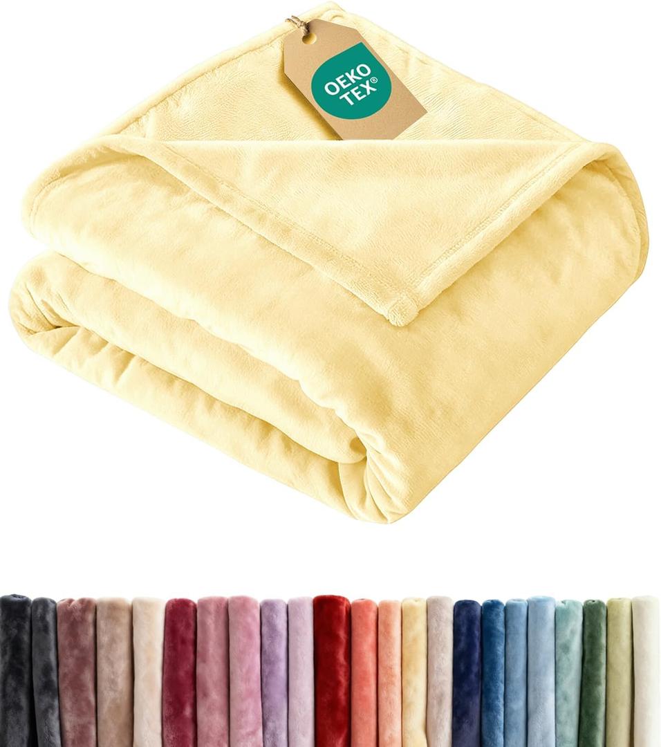 Ultra Soft Fleece Blanket Twin Size - Flannel Fleece Luxury Twin Blanket - Lightweight for Couch Bed Chair - Thick, Warm and Breathable - All Season Cozy Fuzzy, Anti-Static Microplush Bedding, Yellow