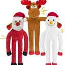 CneeeeeB Christmas Dog Toys Squeaky 3-Pack Interactive Puppy Teething Chew Toy Deer Snowman Santa Claus Shape with Crinkle Sound Paper Tail no Stuffed,Keep Them Busy, for Large Medium Small Breeds
