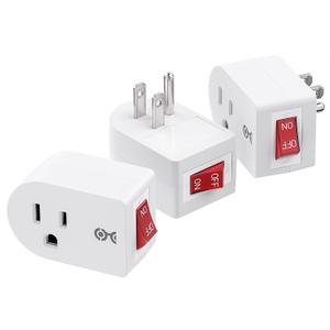 Cable Matters [ETL Listed] 3-Pack Grounded Outlet Switch with On Off, Plug Switch On Off, Single Outlet Adapter, White