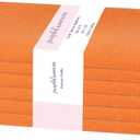 PurpleEssences Set of 6 Cloth Dinner Napkins 100% Cotton 18x18 Inch - Soft Durable Washable - Ideal for Farmhouse Party Christmas Holiday Winter - Perfect Everyday Use Table Linen - Orange