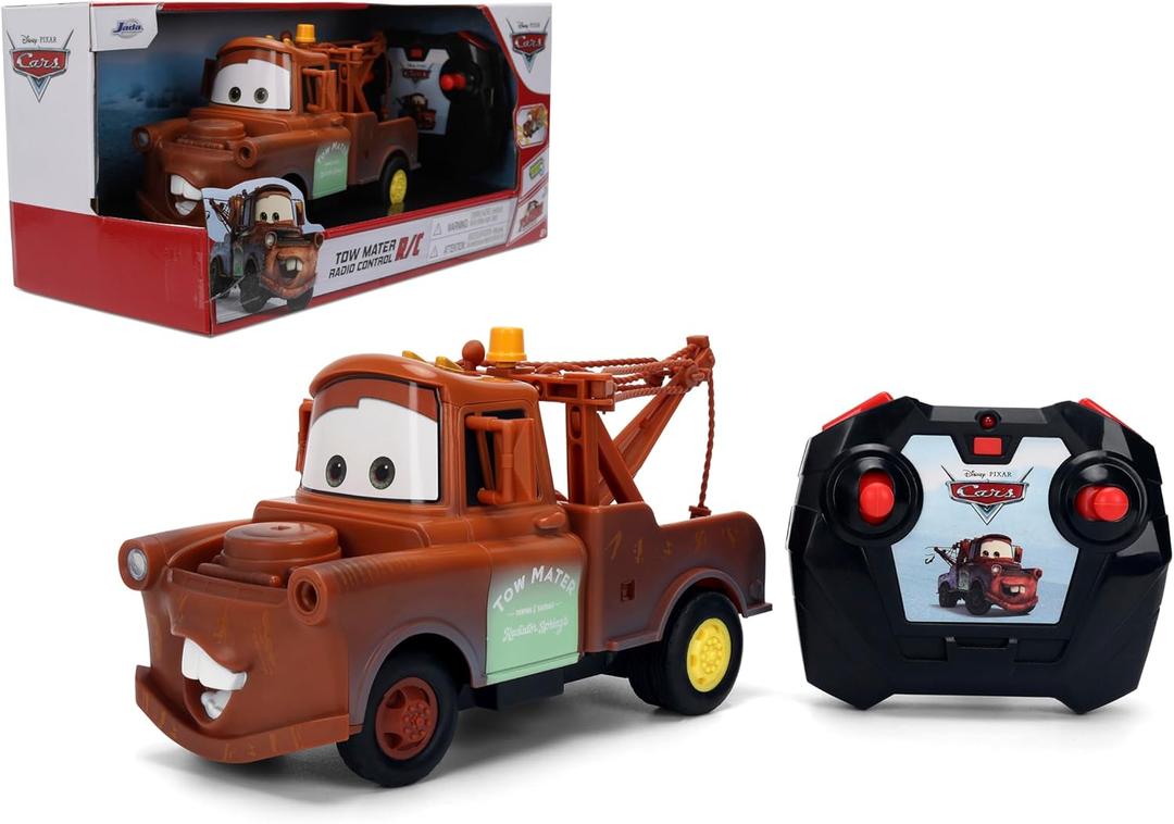 Jada Disney Pixar Cars Turbo Racer Tow Mater  1:24 Scale RC Vehicle  Turbo Boost, USB Rechargeable, 2.4GHz  Remote Control Toy for Kids Ages 6+  Rust Finish Toys