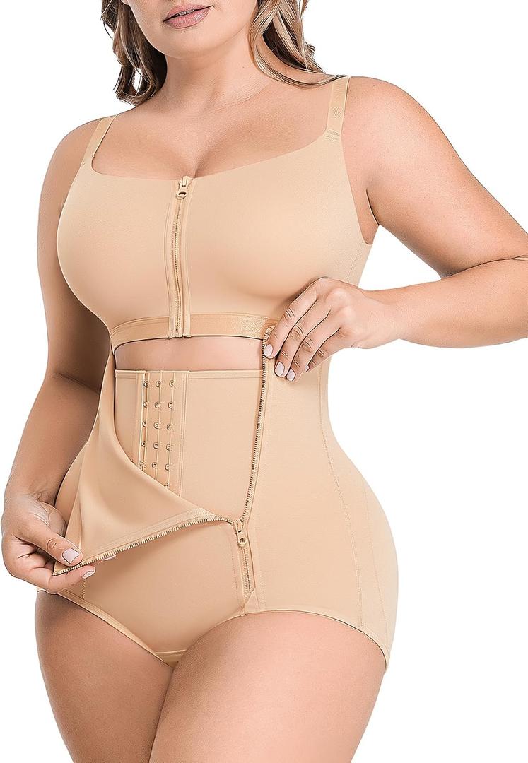 SHAPELLX Shapewear Bodysuit for Women Tummy Control Body Suit Beige Compression Waist Shaper(Beige, X-Large)