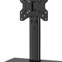 Rfiver Universal Swivel Tabletop TV Stand for Flat Screens 23 24 26 32 39 40 42 43 Inch, Heavy Duty Center Pedestal Stand Replacement with Black Tempered Glass Base and Height Adjustable Mount
