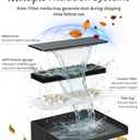 POPOSOAP 70W Solar Pond Waterfall Spillway with Fountain Pump, 304 Stainless Steel Pond Spillway & Filtration System with 9.8FT Tubing for Garden Ponds Landscape Water Features-P5703Y