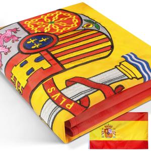 Anley EverStrong Series Spain Flag 3x5 Foot Heavy Duty - Heavy Duty Canvas Header 4 Rows of Lock Stitching - Spainish National Banner Flags with Brass Grommets 3 X 5 Ft