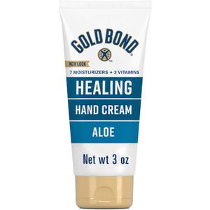 Gold Bond Healing Hand Cream with Aloe, Rich Moisturizer for Dry to Extra Dry Skin, Hydration that Lasts Through Handwashing, Non-Greasy, Dermatologist Tested, Light Scent, 3 Oz On-The-Go Tube (3 Ounce (Pack of 1))