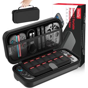 HEYSTOP Carrying Case for Nintendo Switch 2, Water-Resistant Hard Shell Travel Pouch with 12 Game Slots, Slim Storage Bag for Backpacking & Road Trip, Secure Straps & Dual Zippers, Black